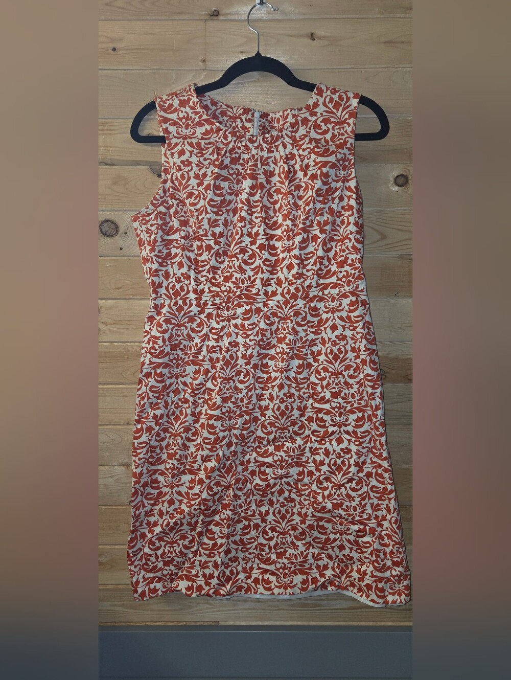 Banana Republic Orange and Cream Patterned Sleeveless Midi Dress EUC size 6
